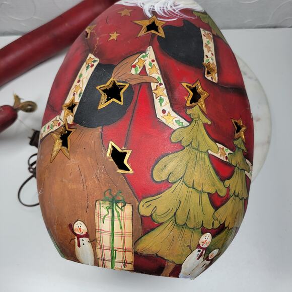 Hand Painted Lighted Santa Gourd Large 17” Holiday Christmas Folk Art Primitive - Picture 7 of 16